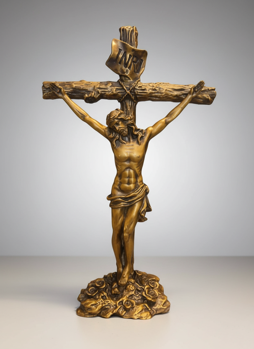 Bronze Jesus Christ Crucifix Statue, Premium Religious Art Sculpture
